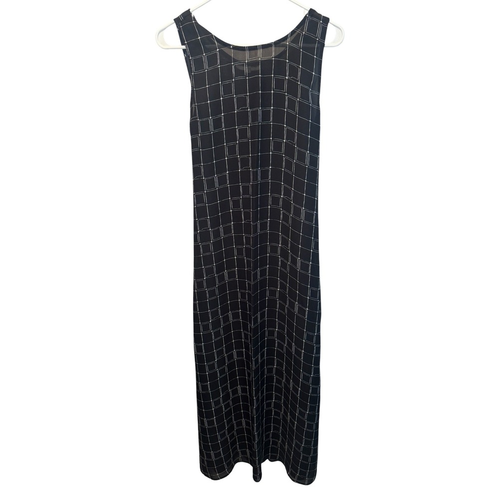 Patricia Jones USA Vintage Black White Grid Geometric Maxi‎ Dress Small